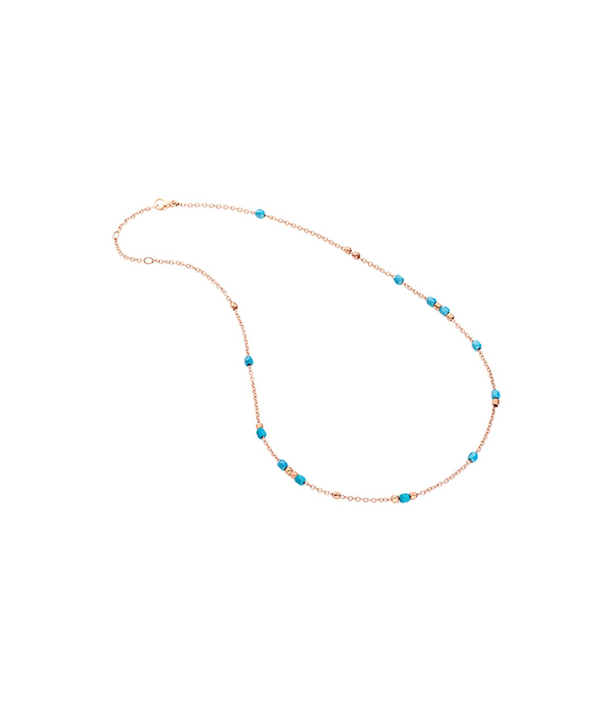 Dodo Collana Donna Granelli Catena Oro Rosa 9kt Ceramica Turchese