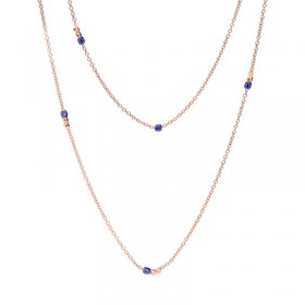 Dodo Collana Sautoir Donna Granelli Catena Oro Rosa 9kt Ceramica Blu DCC1007GRANXCBL9R