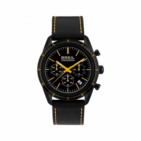 Orologio Cronografo Uomo Breil Release Nero Pelle Giallo TW1899