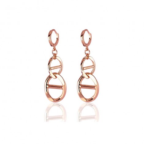 Orecchini Unoaerre Bronzo Rosato Pendenti Maglia Marina Piatta EXO4331