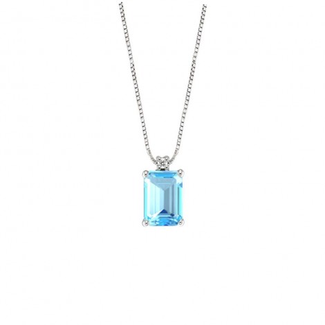 Raggi Girocollo Acquamarina 7x5 Diamantino 0,01ct Oro Bianco 18kt GI-1666-2-CV9-4-A-OT-N7X5