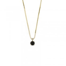 Raggi Girocollo Oro Giallo 18 kt Diamante Nero 0,10ct Catena Veneziana