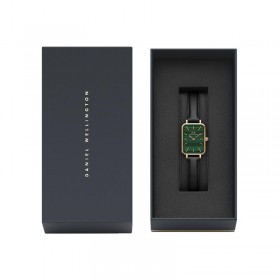 Daniel Wellington Orologio Solo Tempo Quadro Pelle Nera Verde DW00100439