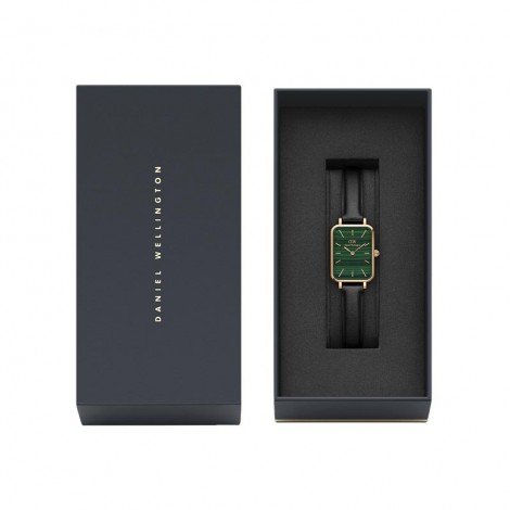 Daniel Wellington Orologio Solo Tempo Quadro Pelle Nera Verde DW00100439