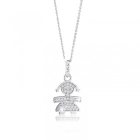 Collana Le Bebé I Pavé Bimba Oro Bianco 18 kt Diamanti 0,23ct LBB152