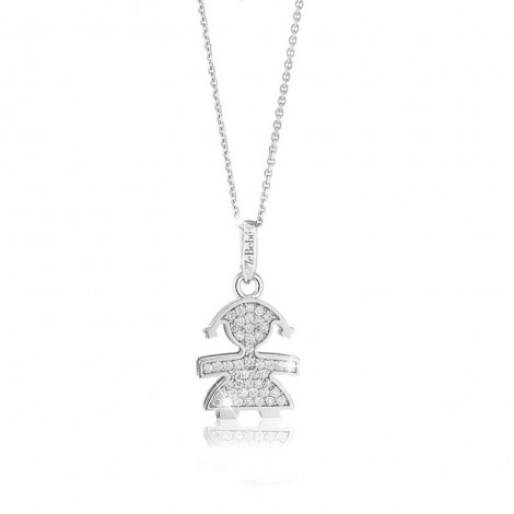 Collana Le Bebé I Pavé Bimba Oro Bianco 18 kt Diamanti 0,23ct LBB152