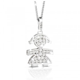 Collana Le Bebé I Pavé Bimba Oro Bianco 18 kt Diamanti 0,44ct LBB426