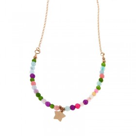 Collana Argento Rosato Pietre Colorate Stella