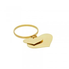 Anello Raggi Donna Due Cuori Oro Giallo 9kt