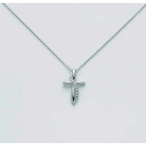 Collana Miluna Oro Bianco 9kt Croce Diamanti 0,03ct G SI CLD4283X
