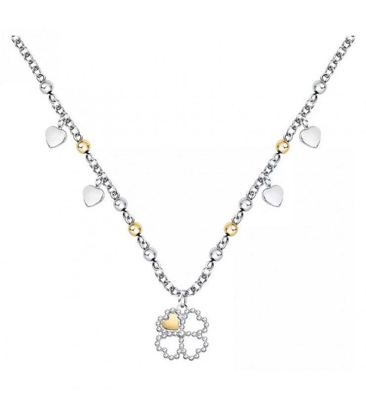 Brosway Collana Donna, Collana in Acciaio e Cristalli con Simbolo Cornetto/ cuore/luna/occhio/quadrifoglio | Collezione Chant - BAH57