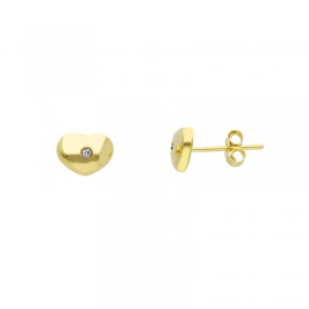 Orecchini Cuore Bombato Oro Giallo 9kt Zircone