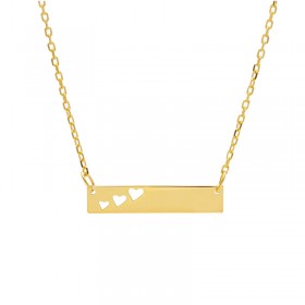 Collana Donna Raggi Targhetta Oro Giallo 9kt Cuori Forati
