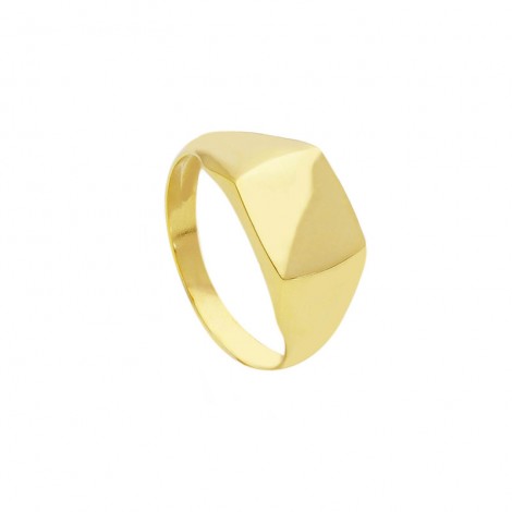 Anello Raggi Donna Sigillo Chevalier Quadrato Oro Giallo 9kt