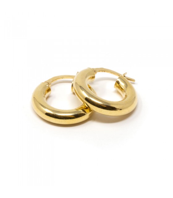 Orecchini A Cerchio Con Cerniera Oro Giallo 9 Carati 16 Mm Coppia - Foto 9