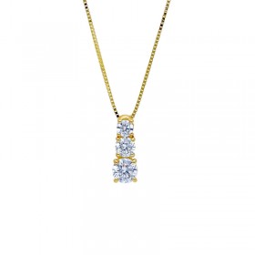 Collana Girocollo Donna Raggi Oro Giallo 9kt Zirconi Bianchi Scalare