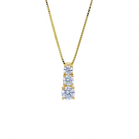 Collana Girocollo Donna Raggi Oro Giallo 9kt Zirconi Bianchi Scalare