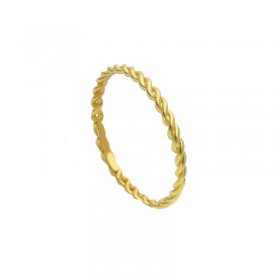 Anello Raggi Donna Treccia Sottile Oro Giallo 9kt