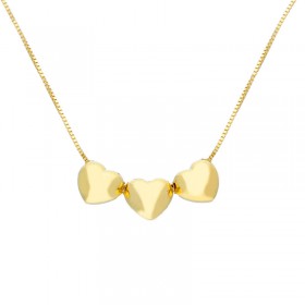 Collana Girocollo Donna Raggi Cuori Bombati Oro Giallo 9kt