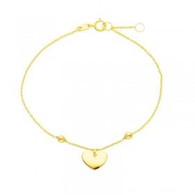 Bracciale Raggi Donna Cuore Bombato Pendente Oro Giallo 9kt