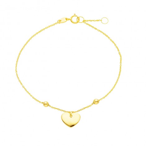 Bracciale Raggi Donna Cuore Bombato Pendente Oro Giallo 9kt