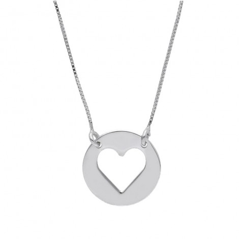 Collana Girocollo Raggi Donna Oro Bianco 9kt Cuore Forato