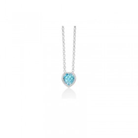 Collana Donna Miluna Gemma del Cielo Centrale Cuore Zirconi Topazio 5,5 Ct Silver/Azzurro CLD4361