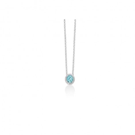 Collana Donna Miluna Gemma del Cielo Tonda Zirconi Topazio 1Ct Silver/Azzurro CLD4368