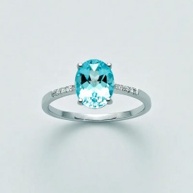 Anello Miluna Donna Oro Bianco 9kt, Brillanti e Topazio LID3257X