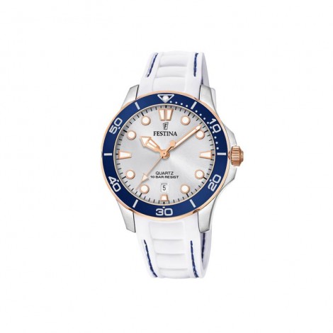 Festina Donna Boyfriend Collection Cinturino Gomma Acciaio Inossidabile 316L Bianco/Blu F20502/1