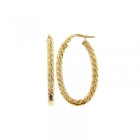 Orecchini Donna Raggi Cerchi Ovali Seghettati Oro Giallo 9kt