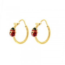 Orecchini Cerchi Coccinella Oro Giallo 9kt