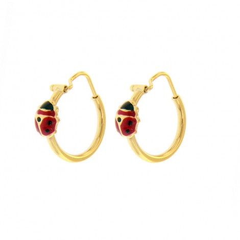 Orecchini Cerchi Coccinella Oro Giallo 9kt