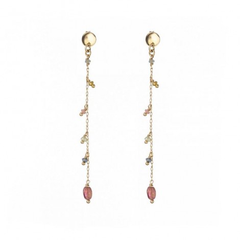 Orecchini Pendenti Donna Alisia Jasmine Stones Argento 925 Tormalina Dorato AL1724