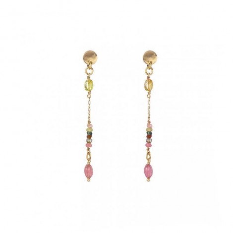 Orecchini Pendenti Donna Alisia Nymphea Pendant Argento 925 Tormalina Dorato Multicolor AL1726