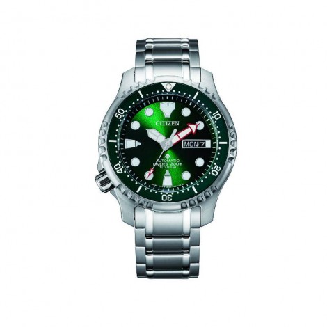 Orologio Solo Tempo Uomo Citizen Diver's Automatic 200 mt Super Titanio Silver Verde NY0100-50X