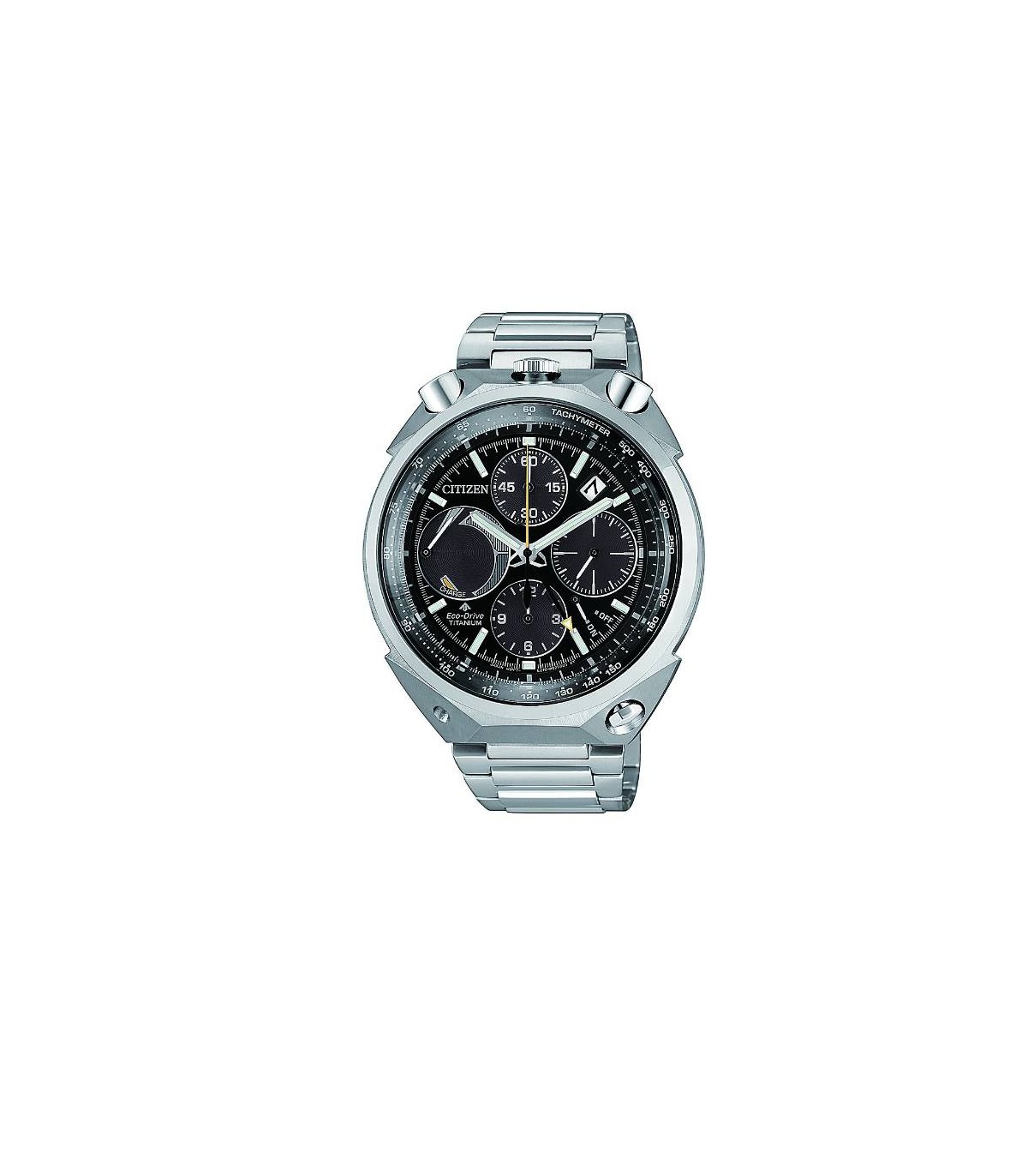 Orologio Cronografo Uomo Citizen Bull Head Super Titanio Silver Nero AV0080 88E MiRaggi