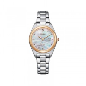 Orologio Solo Tempo Donna Citizen Lady Super Titanio Silver Gold Madreperla Bianco Diamanti EW2606-87Y