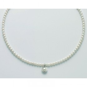 Collana Donna Miluna Filo di Perle Diametro 4,5mm Perla Centrale Pendente 7,5mm Diamanti Incastonati PCL5876