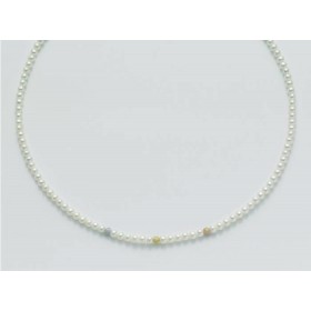 Collana Donna Miluna Le Collane Portafortuna Filo di Perle Bianche Diametro 4-4,5 mm e Oro 18Ct PCL1701V
