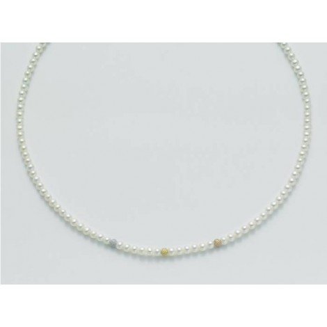 Collana Donna Miluna Le Collane Portafortuna Filo di Perle Bianche Diametro 4-4,5 mm e Oro 18Ct PCL1701V