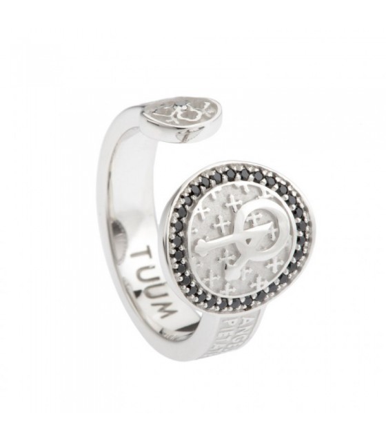 Infinituum Angelo In Rhodium Silver With Black Spinels And Black Diamond main image 0