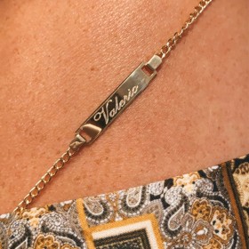 Bracciale Bambino Raggi Catena con Targhetta in Oro Giallo 18kt