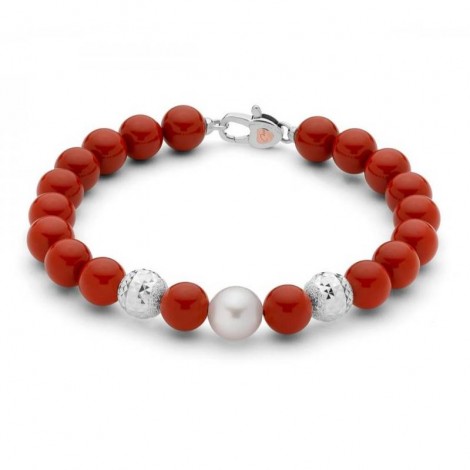 Bracciale Donna Miluna Terra e Mare Corallo Rosso 8 mm Perla Coltivata 8,5-9 mm PBR3296