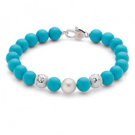 Bracciale Donna Miluna Terra e Mare Corallo Turchese 8 mm Perla Coltivata 8,5-9 mm PBR3295