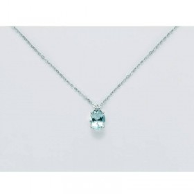 Collana Miluna Oro bianco 18 Kt Diamante 1,4 ct G SI e Acquamarina 1 ct CLD4284