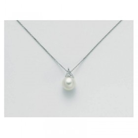 Collana Miluna Oro Bianco 9kt  Perla Centrale 7,5-8 mm Diamante 0,9 ct G SI  PCL5927X
