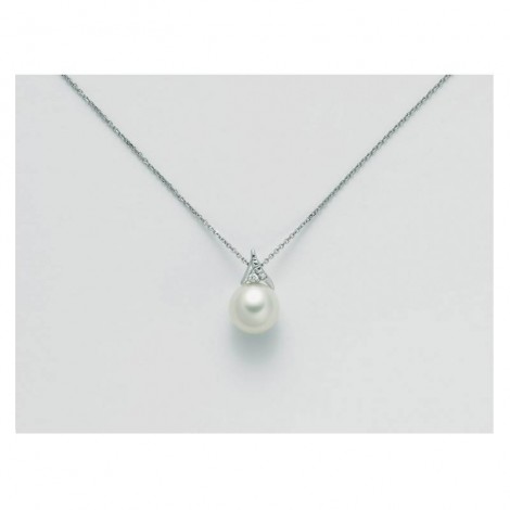 Collana Miluna Oro Bianco 9kt  Perla Centrale 7,5-8 mm Diamante 0,9 ct G SI  PCL5927X