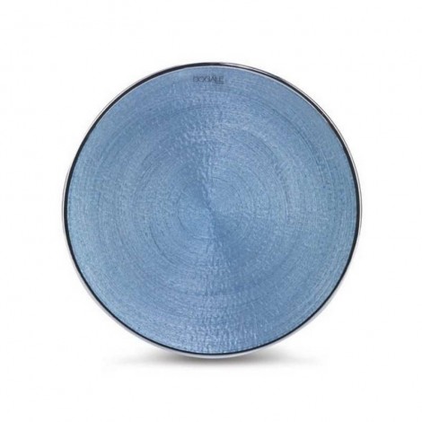 Piatto Tondo Dogale Colore Azzurro Collezione Fenice Argento Vetro Di Murano 37 cm 51350511