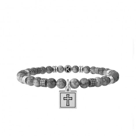 Kidult Spirituality Bracciale Croce Faith Acciaio Agata Grigia 731987